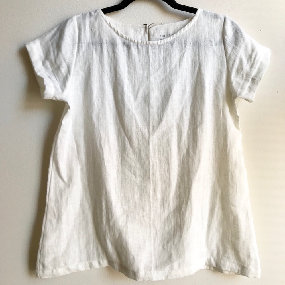 Simply Grey linen top short sleeves